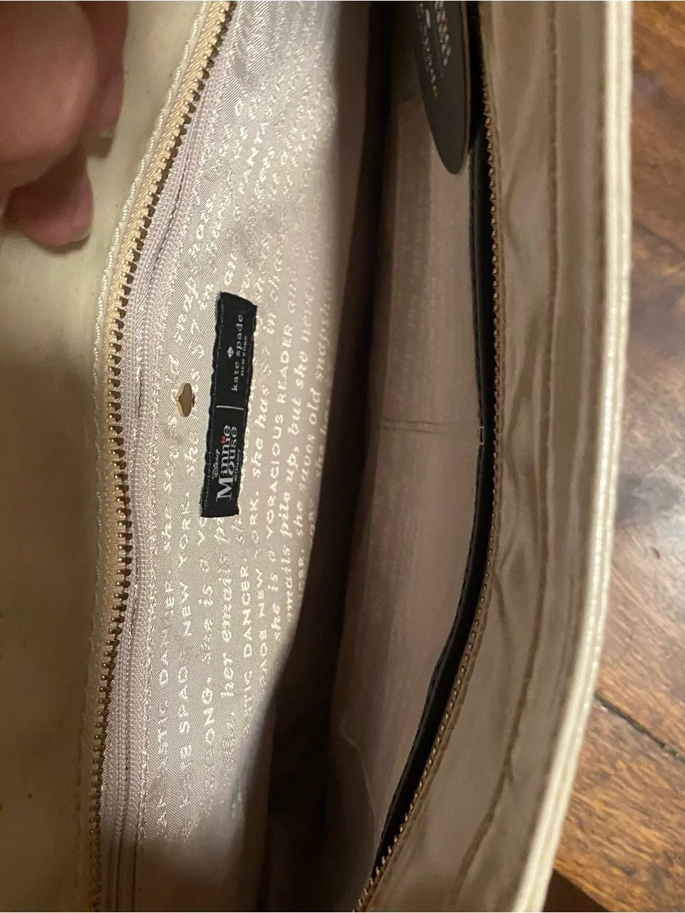 Kate Spade x Disney Minnie Mouse Cream Tote Bag with Red Accents